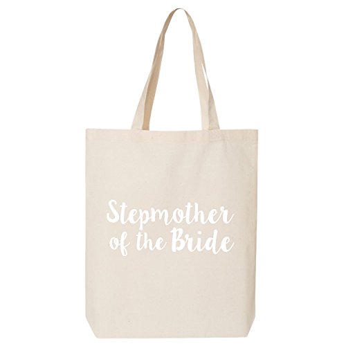 Stepmother of the Bride Cotton Canvas Tote Bag in Natural - One Size