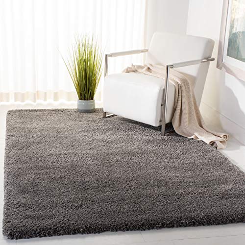 SAFAVIEH Royal Shag Collection 4' x 6' Dark Grey RYG115I Non-Shedding Living Room Bedroom Dining Room Entryway Plush 2-inch Thick Area Rug