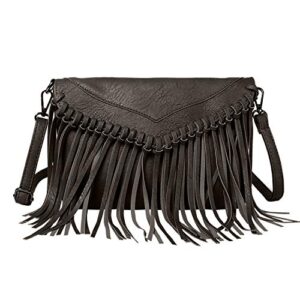 lui sui women pu leather hobo fringe tassel cross body bag vintage shoulder handbag for girls