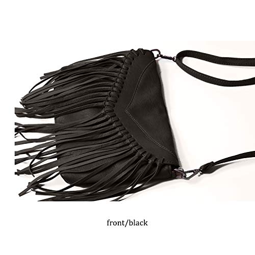 LUI SUI Women PU Leather Hobo Fringe Tassel Cross Body Bag Vintage Shoulder Handbag for Girls