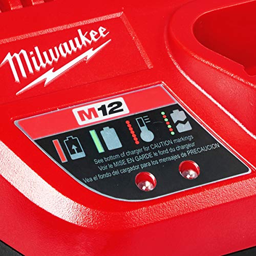 Milwaukee Genuine OEM 48-59-2401 M12 Lithium Ion 12 Volt Battery Charger w/LED Indicating, Red