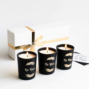 scented candle gift set with natural soy wax & aromatherapy oils (vanilla, eucalyptus, lavender). packaged in luxe gift box, gifts for women, birthdays, home decor & all occasions