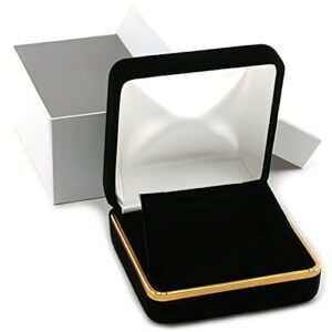 black velvet necklace pendant gift box with brass trim