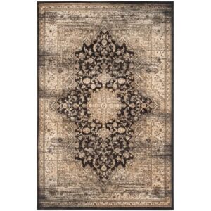 safavieh vintage collection 5’1″ x 7’7″ black/ivory vtg574f oriental traditional distressed area rug