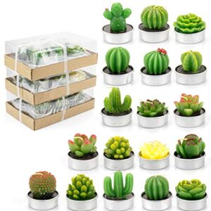 Lawei 18 Pack Cactus Tealight Candles - Handmade Delicate Succulent Mini Plants Candles - Perfect for Home Decor Candles Festival Wedding Props and House-Warming Party