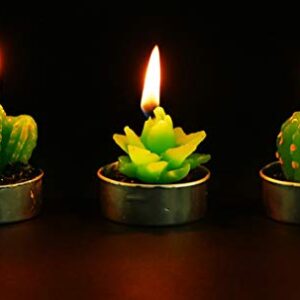 Lawei 18 Pack Cactus Tealight Candles - Handmade Delicate Succulent Mini Plants Candles - Perfect for Home Decor Candles Festival Wedding Props and House-Warming Party