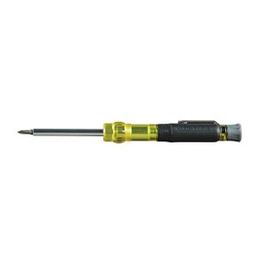 klein tools 32613 multi-bit screwdriver, precision hvac 3-in-1 pocket screwdriver with phillips, slotted and schrader bits