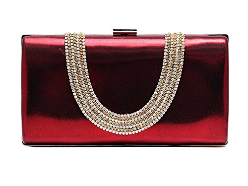 Ankoee Ladies Envelope Clutch Bag Evening Bag Bridal Wedding Bag Handbag Prom Clutches Handbag(Wine-red)