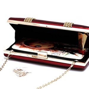 Ankoee Ladies Envelope Clutch Bag Evening Bag Bridal Wedding Bag Handbag Prom Clutches Handbag(Wine-red)