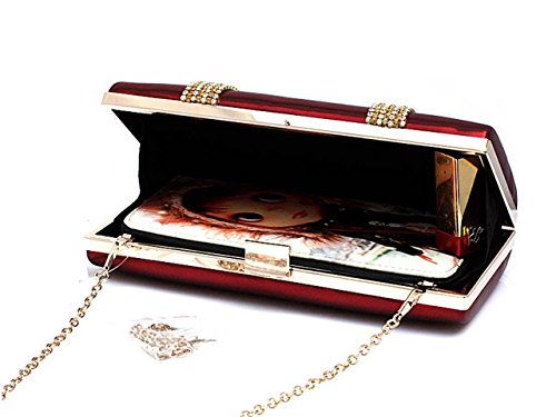 Ankoee Ladies Envelope Clutch Bag Evening Bag Bridal Wedding Bag Handbag Prom Clutches Handbag(Wine-red)