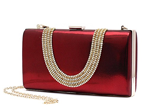 Ankoee Ladies Envelope Clutch Bag Evening Bag Bridal Wedding Bag Handbag Prom Clutches Handbag(Wine-red)