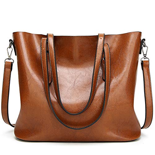 Rullar Women Ladies Satchel Zipper Shoulder Crossbody Top-handle Bag Multifunction Tote Purse Handbag Brown