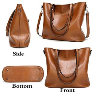 Rullar Women Ladies Satchel Zipper Shoulder Crossbody Top-handle Bag Multifunction Tote Purse Handbag Brown