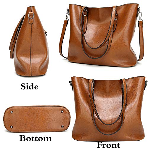 Rullar Women Ladies Satchel Zipper Shoulder Crossbody Top-handle Bag Multifunction Tote Purse Handbag Brown