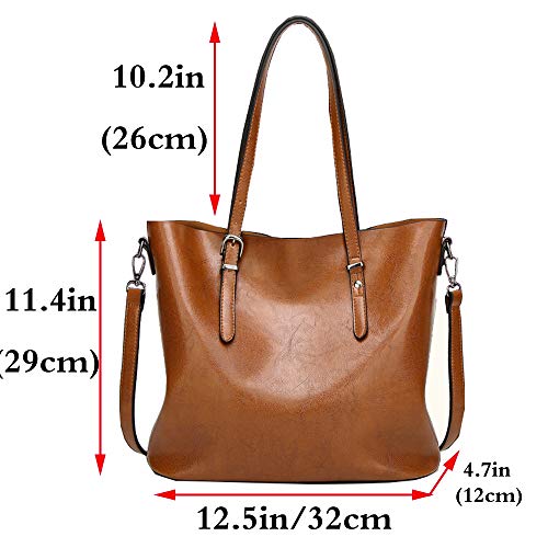 Rullar Women Ladies Satchel Zipper Shoulder Crossbody Top-handle Bag Multifunction Tote Purse Handbag Brown