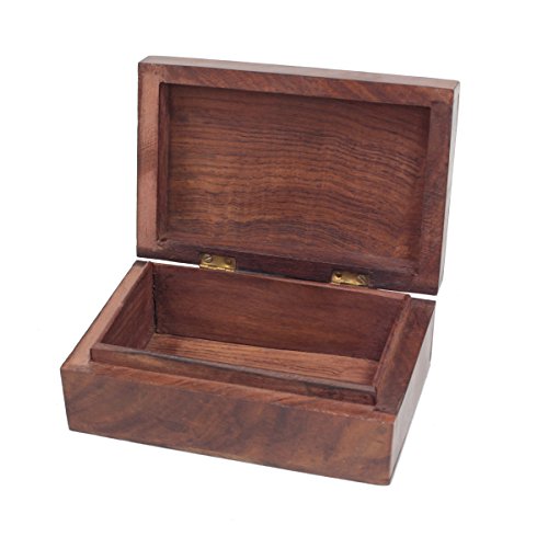 Stonebriar Natural Wood Rectangle Keepsake Box with Hinged Lid, Decorative Trinket Box, Unique Rosary and Jewelry Holder, Religious Gift Idea for Friends and Family