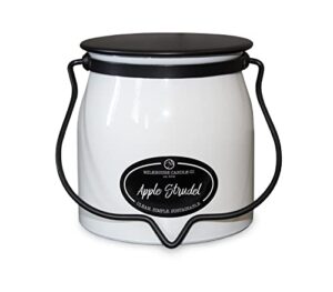milkhouse candle company, creamery glow collection scented soy candle: butter jar candle, apple strudel, 16-ounce