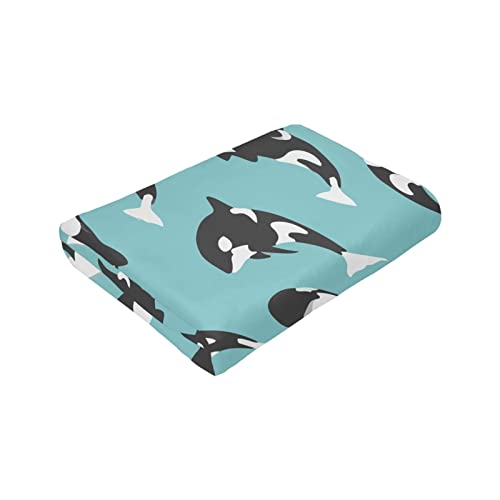 Killer Whale Orca Soft Cozy Luxury Bed Blanket Microfiber Fleece Blanket All Season Lightweight Throw for The Bed… (L)