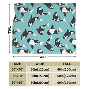 Killer Whale Orca Soft Cozy Luxury Bed Blanket Microfiber Fleece Blanket All Season Lightweight Throw for The Bed… (L)