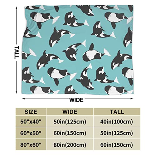 Killer Whale Orca Soft Cozy Luxury Bed Blanket Microfiber Fleece Blanket All Season Lightweight Throw for The Bed… (L)