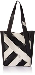 calvin klein womens calvin klein karsyn nappa leather stud belted north/south tote, black studded, one size