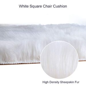 Softlife Square Faux Fur Sheepskin Chair Cover Seat Cushion Pad Super Soft Area Rugs for Living Bedroom Sofa (1.6ft x 1.6ft, White)