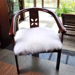Softlife Square Faux Fur Sheepskin Chair Cover Seat Cushion Pad Super Soft Area Rugs for Living Bedroom Sofa (1.6ft x 1.6ft, White)