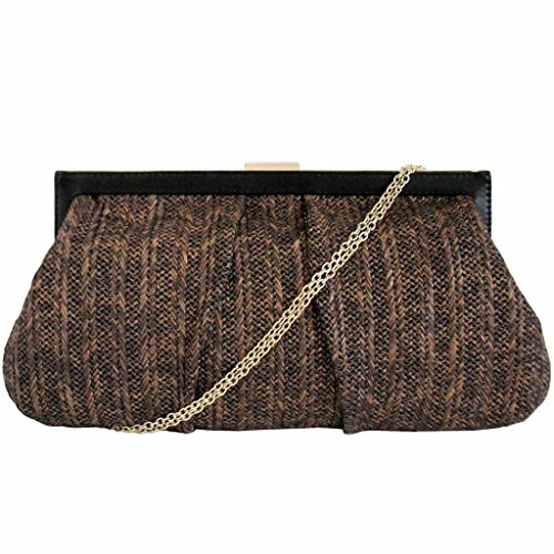 JNB Women's Oversize Solid Straw Clutch Brown