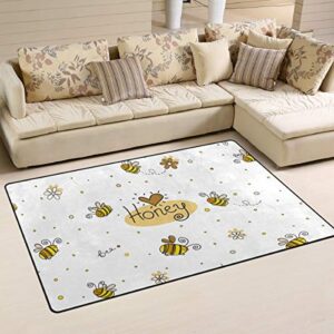 alaza children area rug,cute honey bees floor rug non-slip doormat for living dining dorm room bedroom decor 31×20 inch