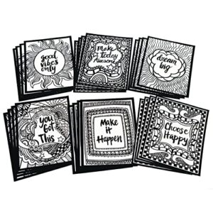 s&s worldwide think positive velvet art posters, 4 each of 6 designs, inspirational quotes – dream big, good vibes only & more, color with markers or colored pencils, 8″ x 10″ cardstock, pack of 24.