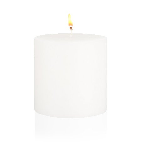 MIster Candle - White 4" x 4" Hand Made Pillar Candles (Set of 2) Unscented, Smokeless, Solid Color