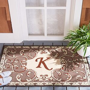 safavieh monogram collection 2’6″ x 4′ mocha mon214k handmade novelty accent rug