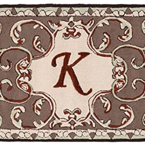 SAFAVIEH Monogram Collection 2'6" x 4' Mocha MON214K Handmade Novelty Accent Rug