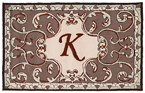 SAFAVIEH Monogram Collection 2'6" x 4' Mocha MON214K Handmade Novelty Accent Rug