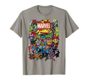 marvel comics heroes group shot t-shirt