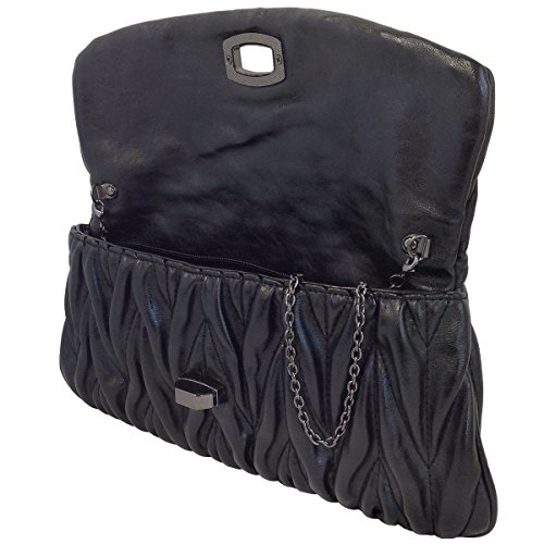 JNB Wrinkled PU Clutch bag, Black