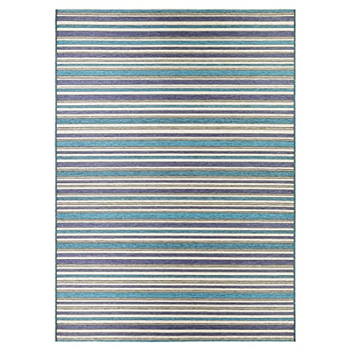 Couristan Cape Brockton Indoor/Outdoor Area Rug, 5'3" x 7'6", Cobalt Blue-Teal