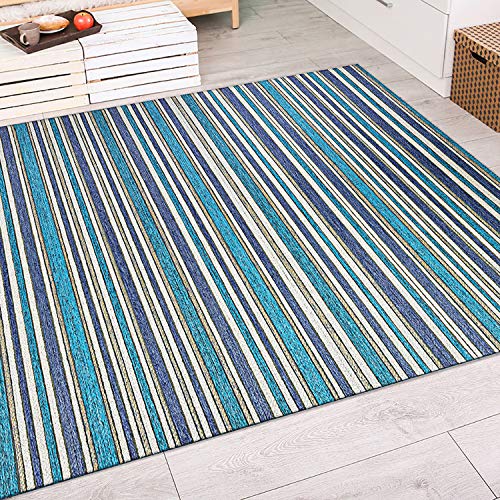 Couristan Cape Brockton Indoor/Outdoor Area Rug, 5'3" x 7'6", Cobalt Blue-Teal