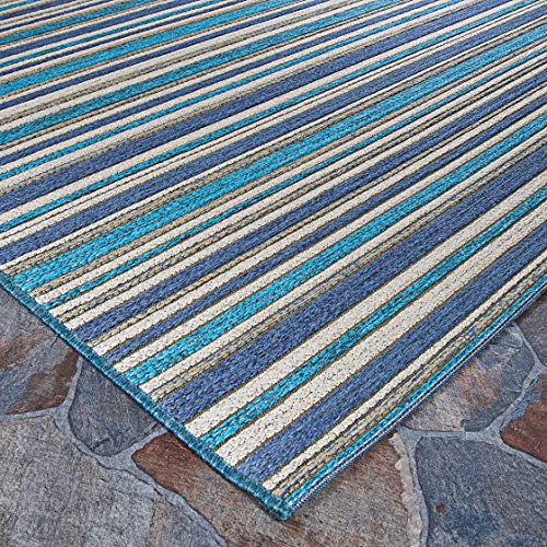 Couristan Cape Brockton Indoor/Outdoor Area Rug, 5'3" x 7'6", Cobalt Blue-Teal