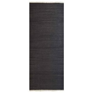 Rugsotic Carpets Hand Woven Flat Weave Kilim Wool 2'6''x10' Runner Area Rug Solid Charcoal D00111