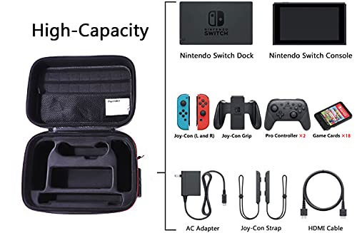 Magictodoor Locking Carrying Case for Nintendo Switch / Switch OLED Protective Hardshell Messenger Bag for Console, 2 Pro Controller, Dock, AC Adapter Cable & Accessories