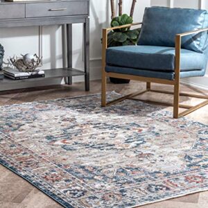 nuloom kara vintage area rug, 5′ 3″ x 7′ 3″, grey
