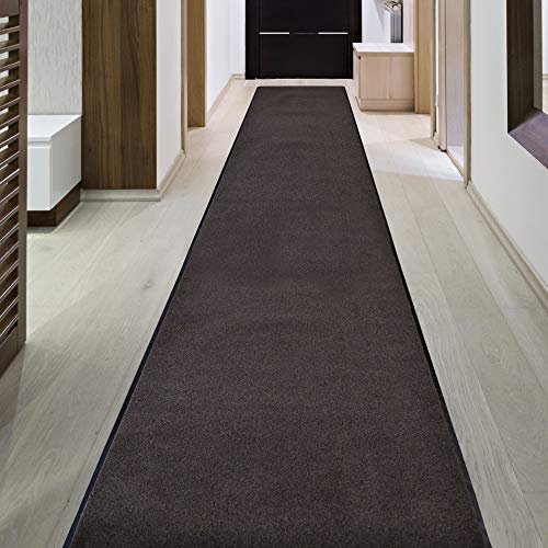 iCustomRug Heavy Duty Interior/Exterior Waterproof Utility Plush Pile Vinyl Back Runner,Mats,Area Rug, Non-Slip,70 Custom Sizes for Doorway,Balcony,Hallway,Commercial,Retail Space 4' X 9' Brown