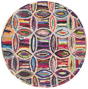 safavieh nantucket collection 4′ round multi nan441a handmade boho abstract cotton area rug
