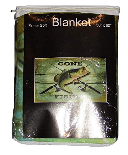 AES Gone Fishin Fishing Bass Fish 50x60 Polar Fleece Blanket Throw