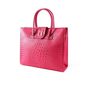 boshiho women handbag fashion ladies purse satchel shoulder tote bag real leather elegant messenger top-handle bags for girls (hot pink)