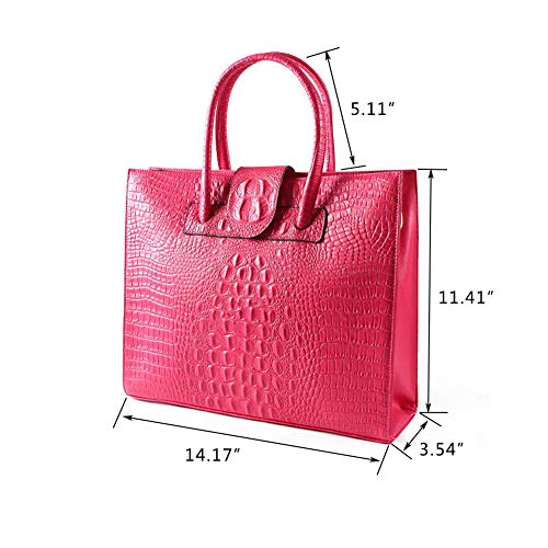 boshiho Women Handbag Fashion Ladies Purse Satchel Shoulder Tote Bag Real Leather Elegant Messenger Top-Handle Bags for Girls (Hot Pink)