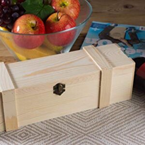 Juvale Wooden Wine Box - Single Wine Bottle Wood Storage Gift Case, Hinged with Clasp Box for Birthday Party, Housewarming, Wedding, Anniversary (13.82 x 3.98 x 3.94 in)