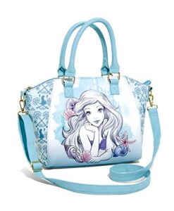 the little mermaid disney ariel blue watercolor satchel bag