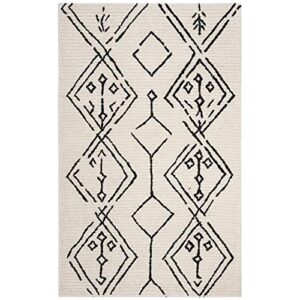 safavieh casablanca shag collection 8′ x 10′ ivory / black csb201z handmade moroccan premium wool area rug